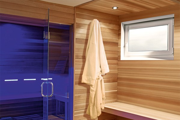Sauna fenster3 2 Ansicht einer Sauna mit Dreh-Kippfenster